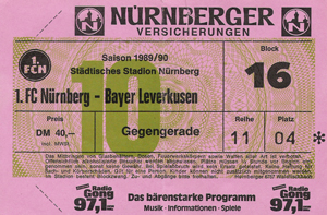 FC Nürnberg Programm 1989/90 Bayer 05 Uerdingen 